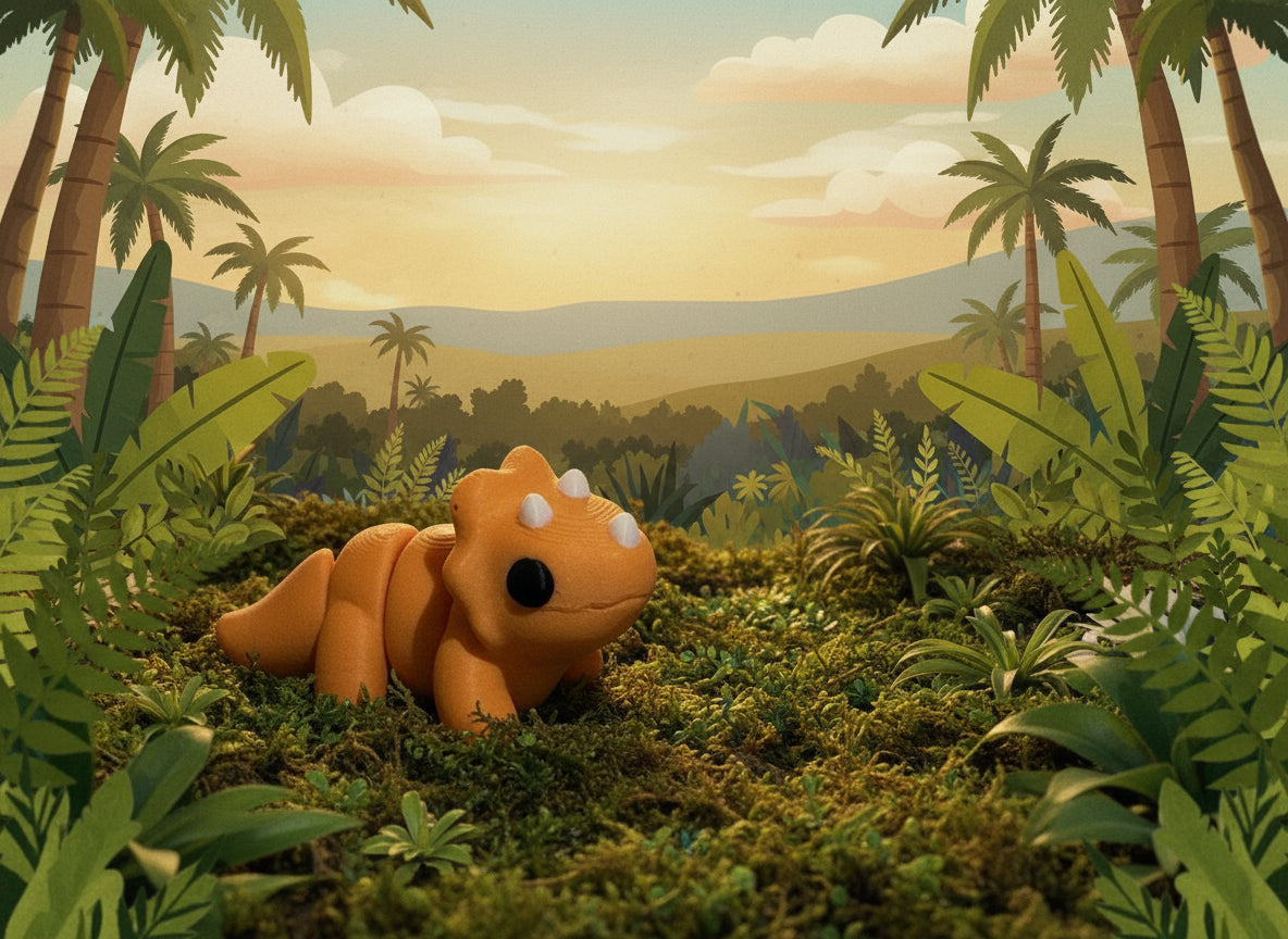 Mini Articulating Triceratops – 3D Printed PLA Figurine by Zou3D