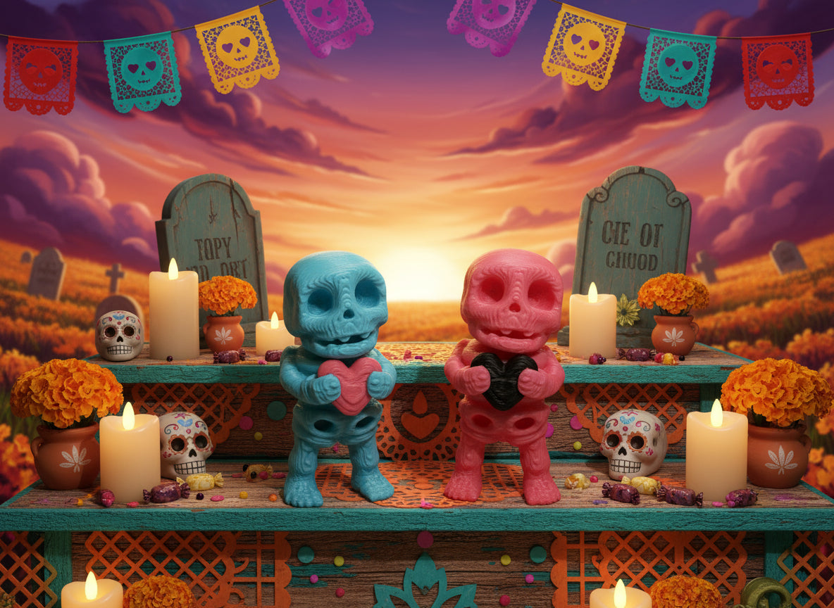 Mini Articulating Skeleton Holding a Heart – 3D Printed PLA Figurine by Zou3D