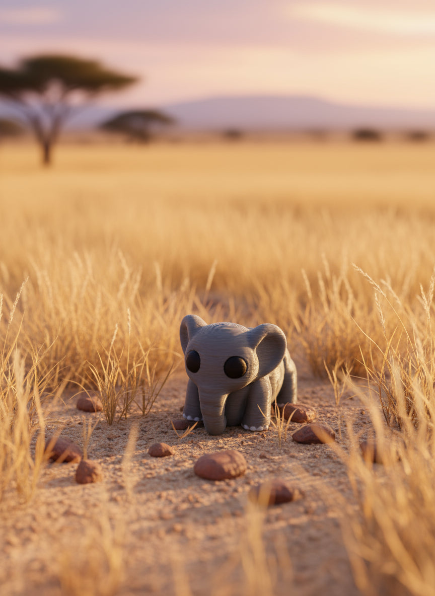 Mini Articulating Elephant – 3D Printed PLA Figurine by Zou3D