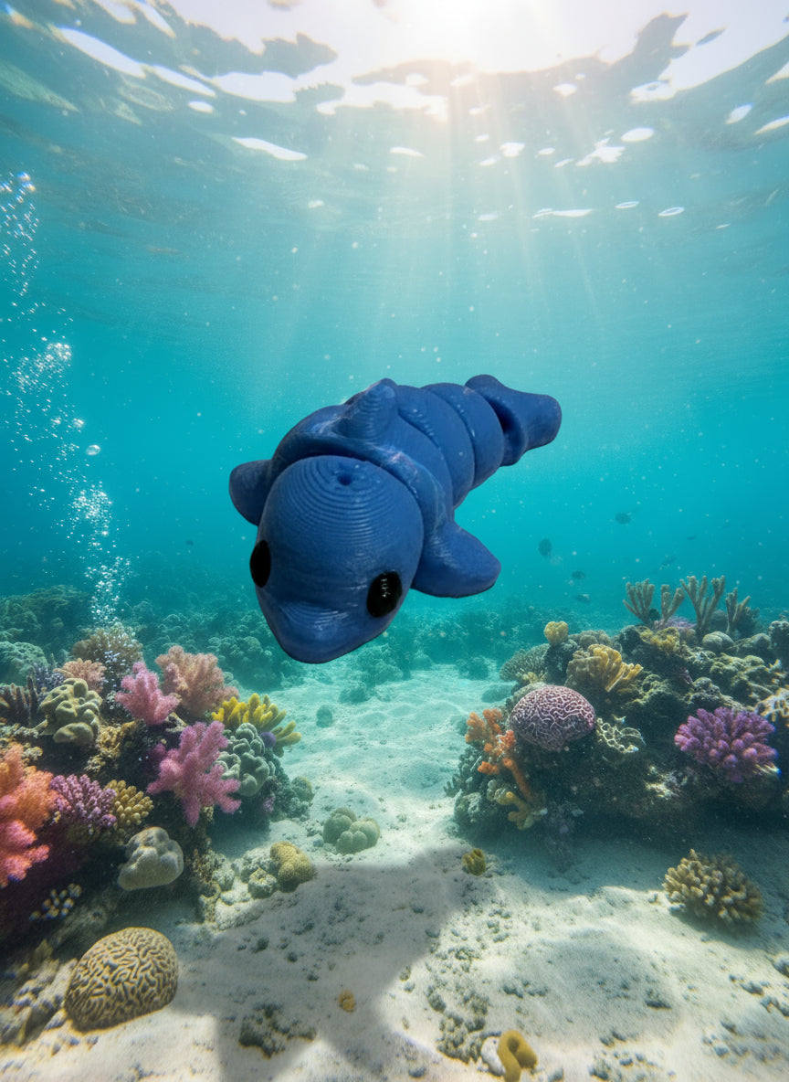 Mini Articulated Dolphin – 3D Printed PLA Figurine by Zou3D