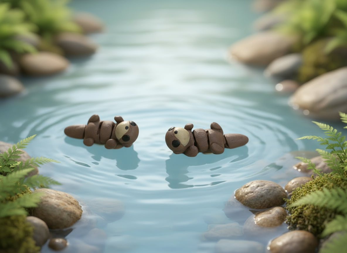 Mini Articulating Baby Otter – 3D Printed PLA Figurine by Zou3D