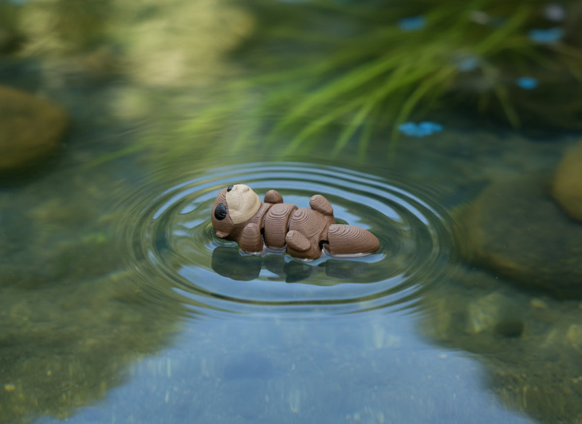 Mini Articulating Baby Otter – 3D Printed PLA Figurine by Zou3D