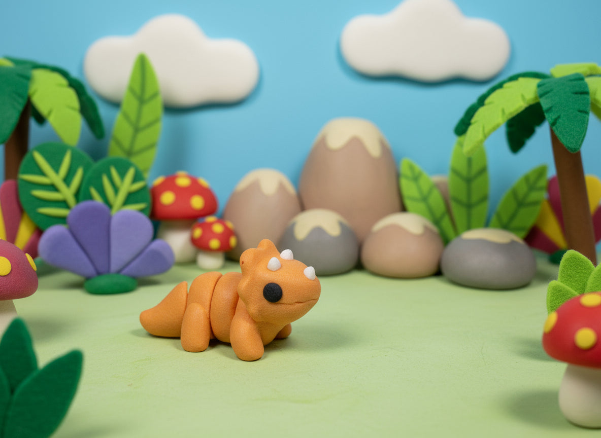 Mini Articulating Triceratops – 3D Printed PLA Figurine by Zou3D