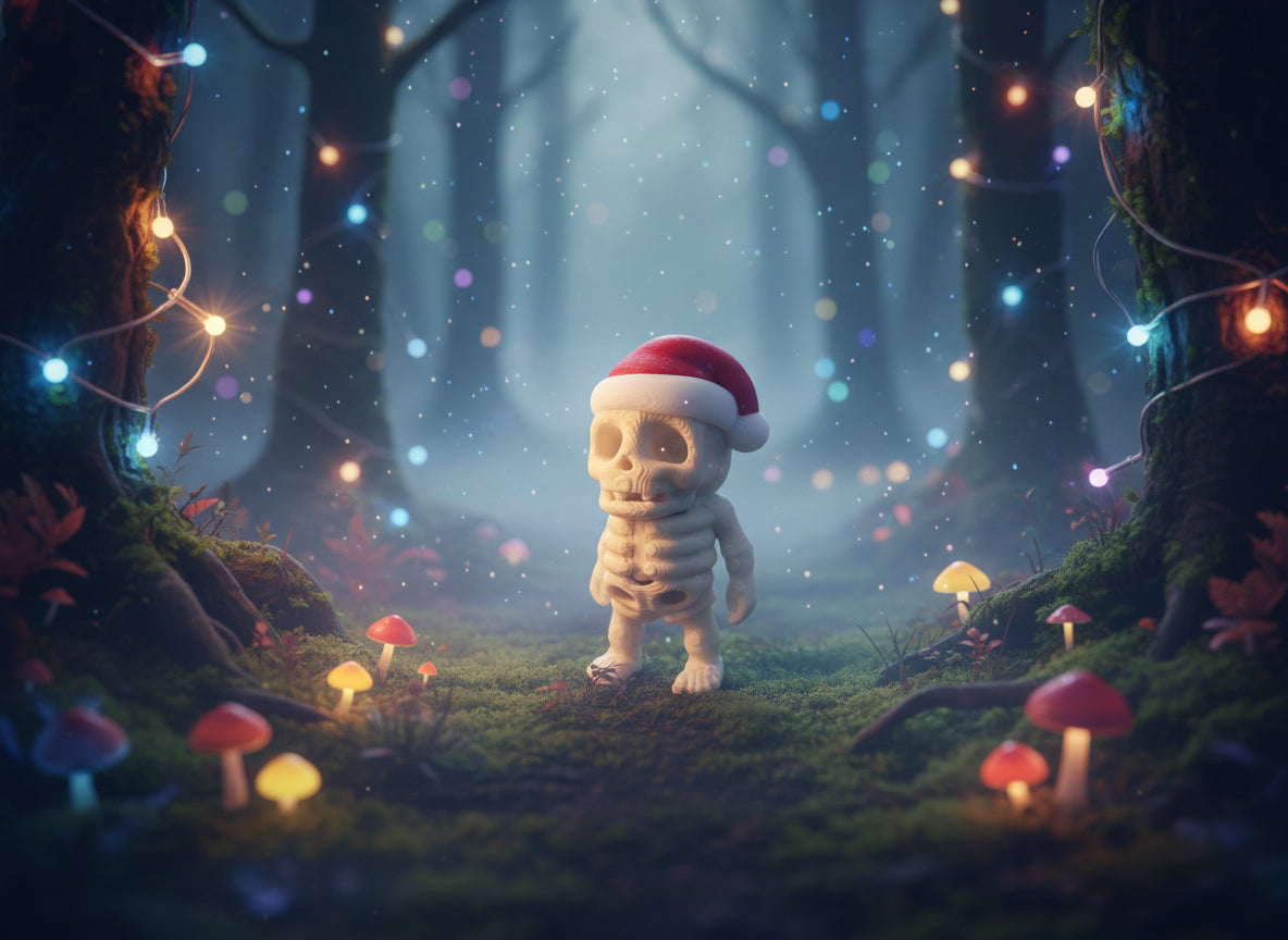 Mini Santa Hat Skeleton – Festive Bonehead Collectible by Zou3D